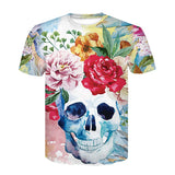 Totenkopf T-shirt Bunte Blumen