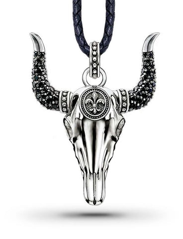 Totenkopf Halskette Leder Buffalo