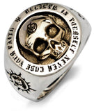 Totenkopf ring goldener Siegelring (Silber)