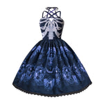 Totenkopf Skelett blaues Kleid