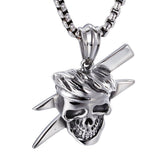 Punk Stainless Steel Viking Skull Biker Pendant High Polished Rock Cool Pendant Long Chain Necklace Wholesale Jewelry 2020