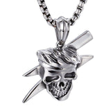 Punk Stainless Steel Viking Skull Biker Pendant High Polished Rock Cool Pendant Long Chain Necklace Wholesale Jewelry 2020