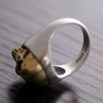 Totenkopf Ring silber Goldschädel