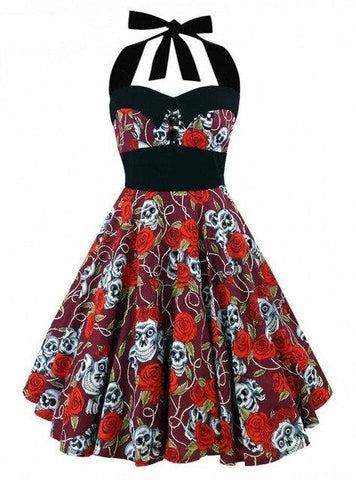 Totenkopf Rotes Vintage Kleid